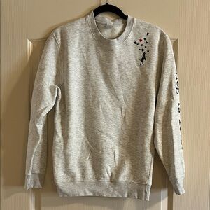 Light Gray Crewneck Sweatshirt with Heart Skate Graphic